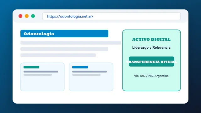 Vista del activo digital estratégico odontologia.net.ar y transferencia formal